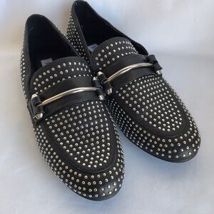 Steve Madden KAST black with silver studs loafers, size 6.5